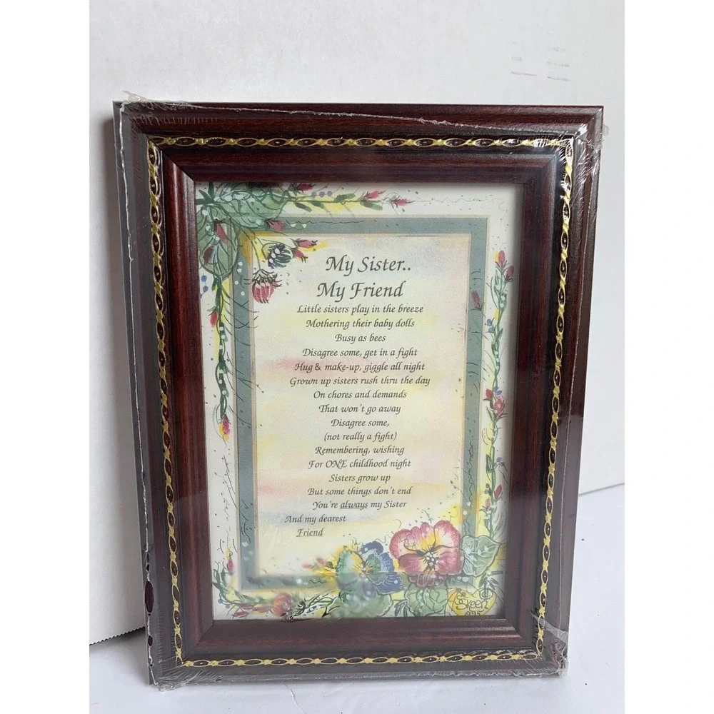 Vintage 90s Southun Heart My Sister My Friend Framed Poem‎ Skeen Cottagecore